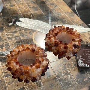 CITRINE QUARTZ TEA LIGHT CANDLE HOLDERS